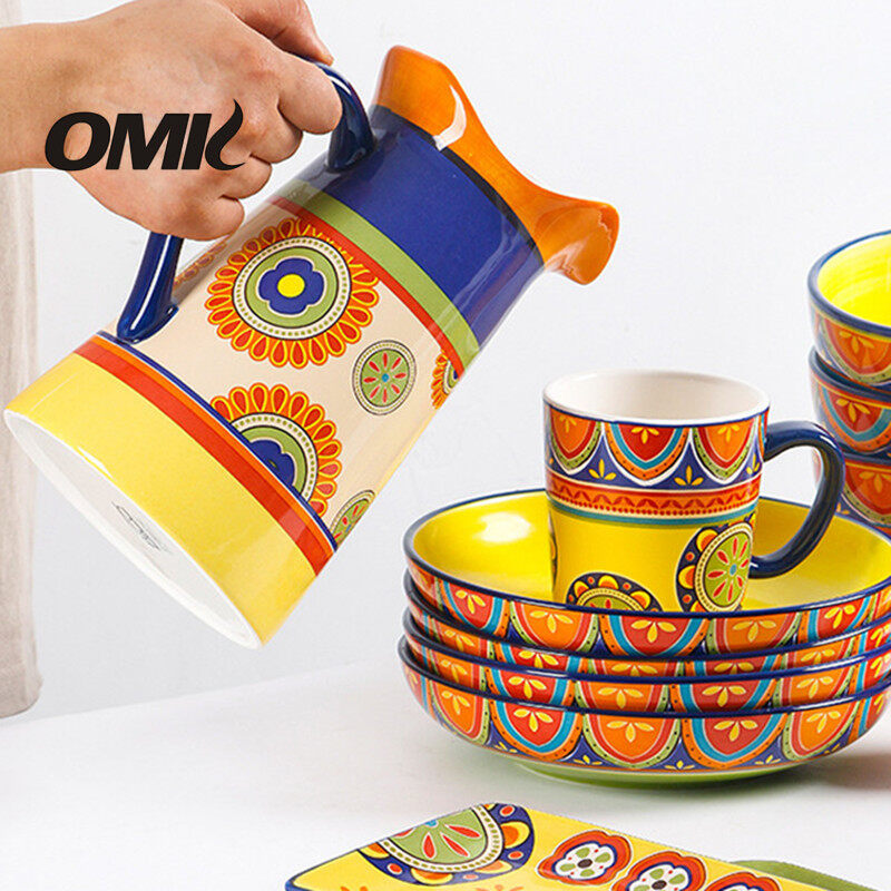 OMK American Style Underglaze Ceramic Cold Water Jug Large Water Pitcher Sealed Vase