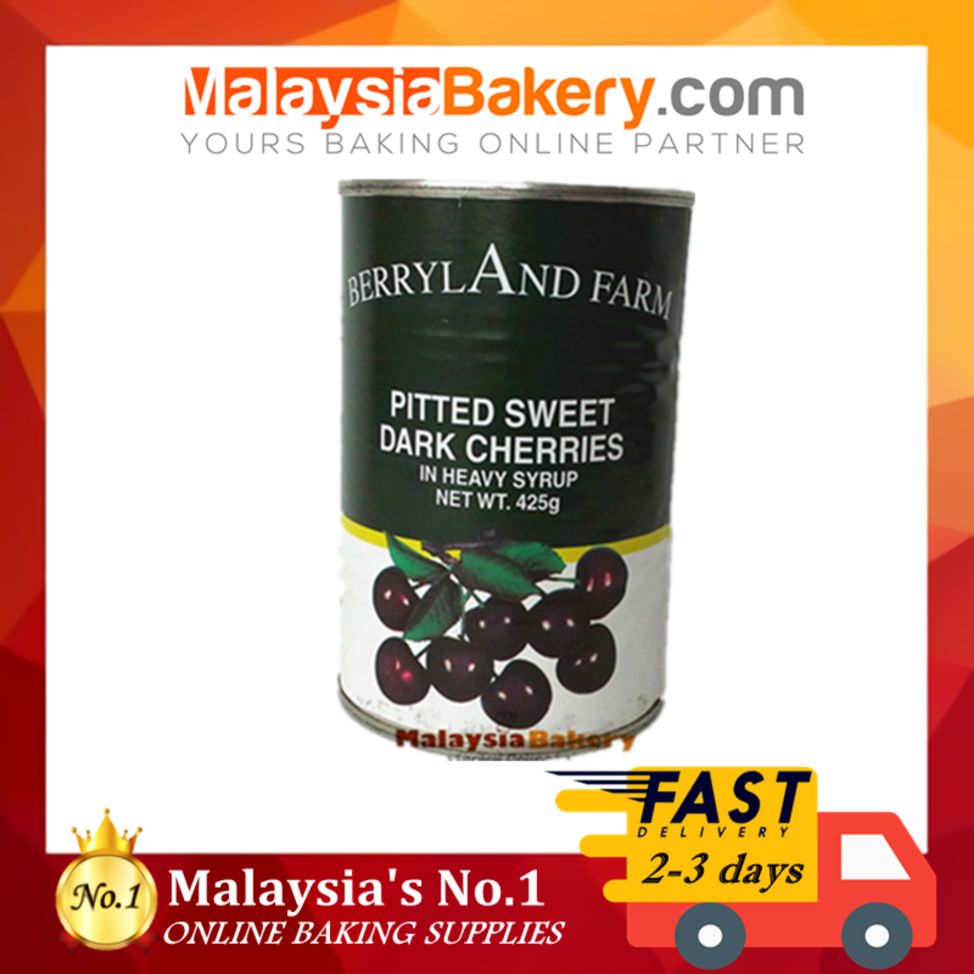 Berryland Farm Pitted Dark Sweet Cherries in Heavy Syrup (Tin) / Black