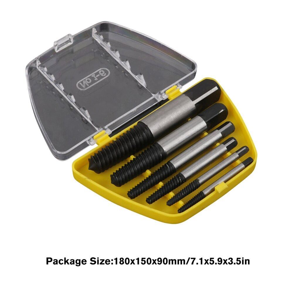 6PCS Damaged Screw Extractor Drill Bit Set Broken Bolt Remover Threading Hand Tools Kit With Box Hex Shank Alloy Steel