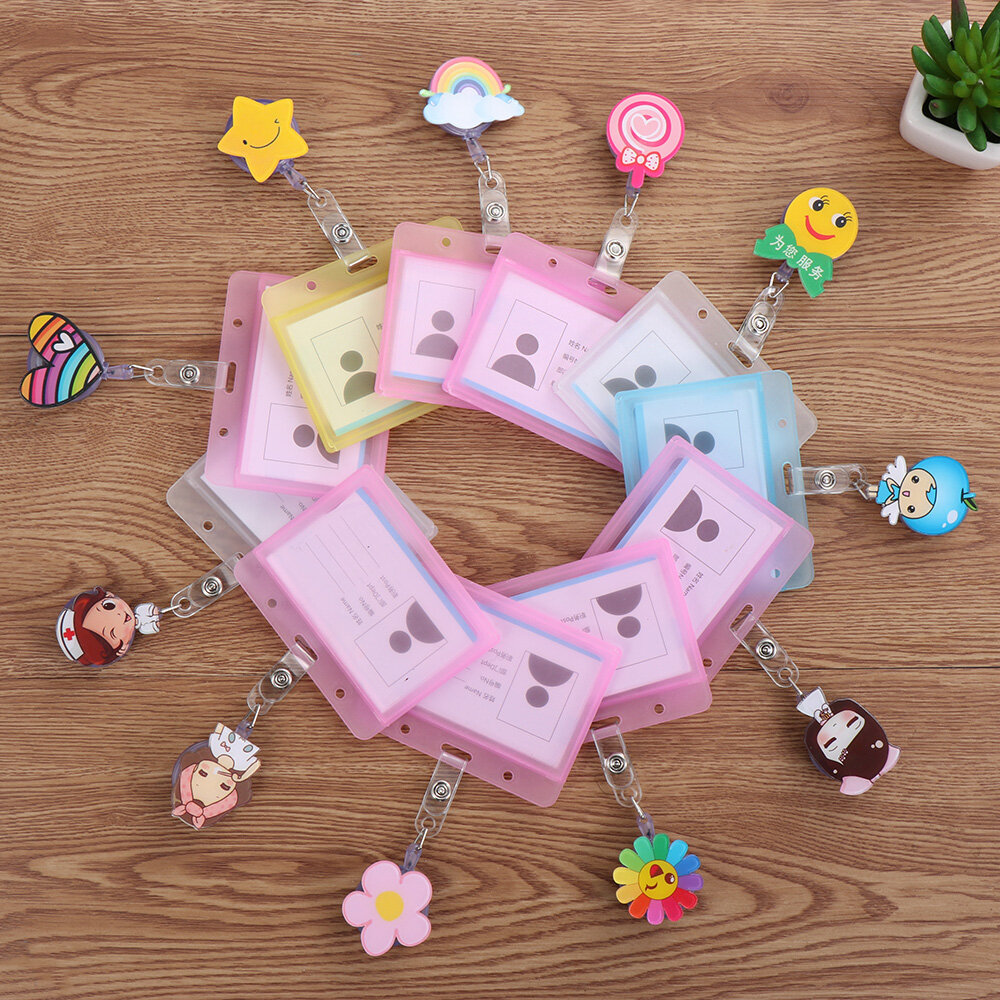 Cute Name Tags Nurse Doctor Metal Clip ID Badge Holder Badge Holders Business Work Card with Retractable Reel