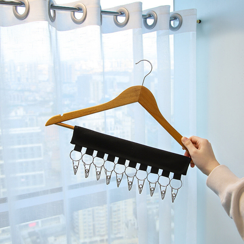 Cap Organizer Hanger, Portable Hat Organizer Holder with Rust-resistant Clips, 10 Stainless Steel Multi-purpose Storage Clips, for Hanging Hat/Socks/Gloves, etc