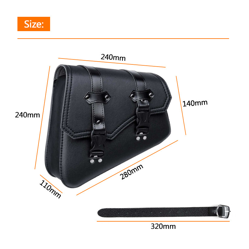 A Pair Left &Right Side Universal Motorcycle Saddle Bag Black PU Leather Motorcycle Saddlebags Side Bag Saddle Bag Pouch Black
