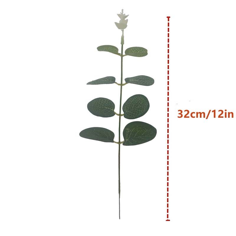10Pcs 12inch Eucalyptus Leaves Branch Artificial Plastic Plants Leaves Green Stems Nordic Wedding Home Decoration