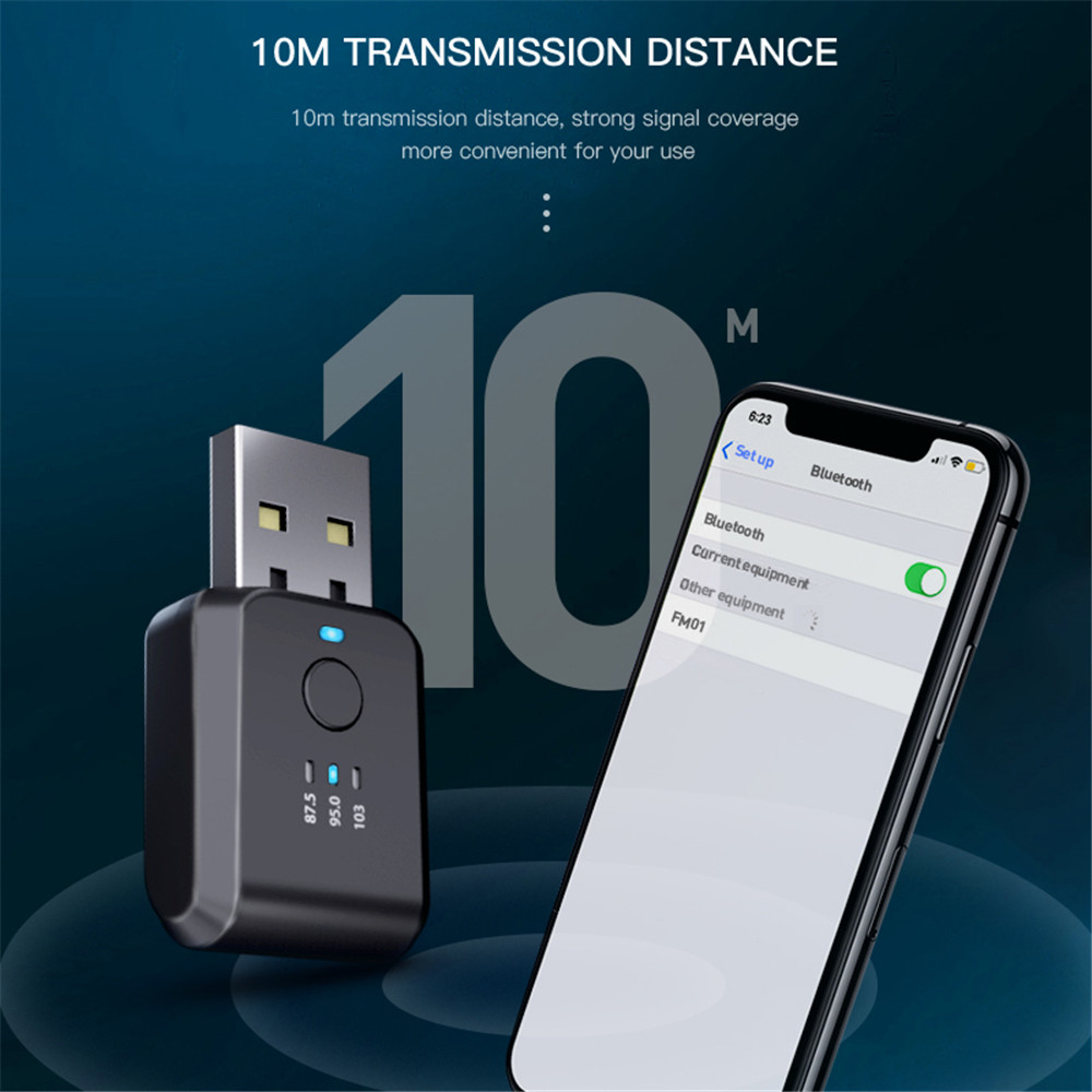 FM01 Bluetooth Wireless Receiver FM Transmitter Adapter Car Stereo Music Receiver USB 2-in-1