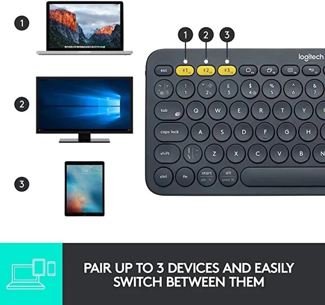 Logitech K380 Multi-Device Bluetooth Keyboard For PC, Notebooks, Phones & Tablets