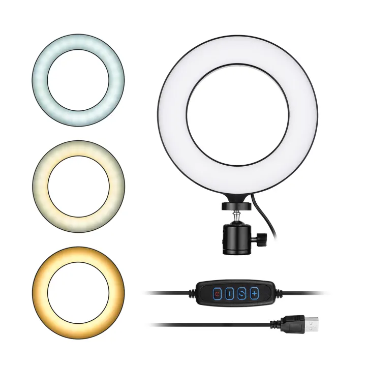 16cm 6inch Mini Led Ring Light Fill In Lamp Usb Powered 3 Lighting Modes 11 Levels Adjustable Brightness With Flexible Ballhead Adapter For Live Streaming Online Video Selfie Facial Makeup Lazada Singapore
