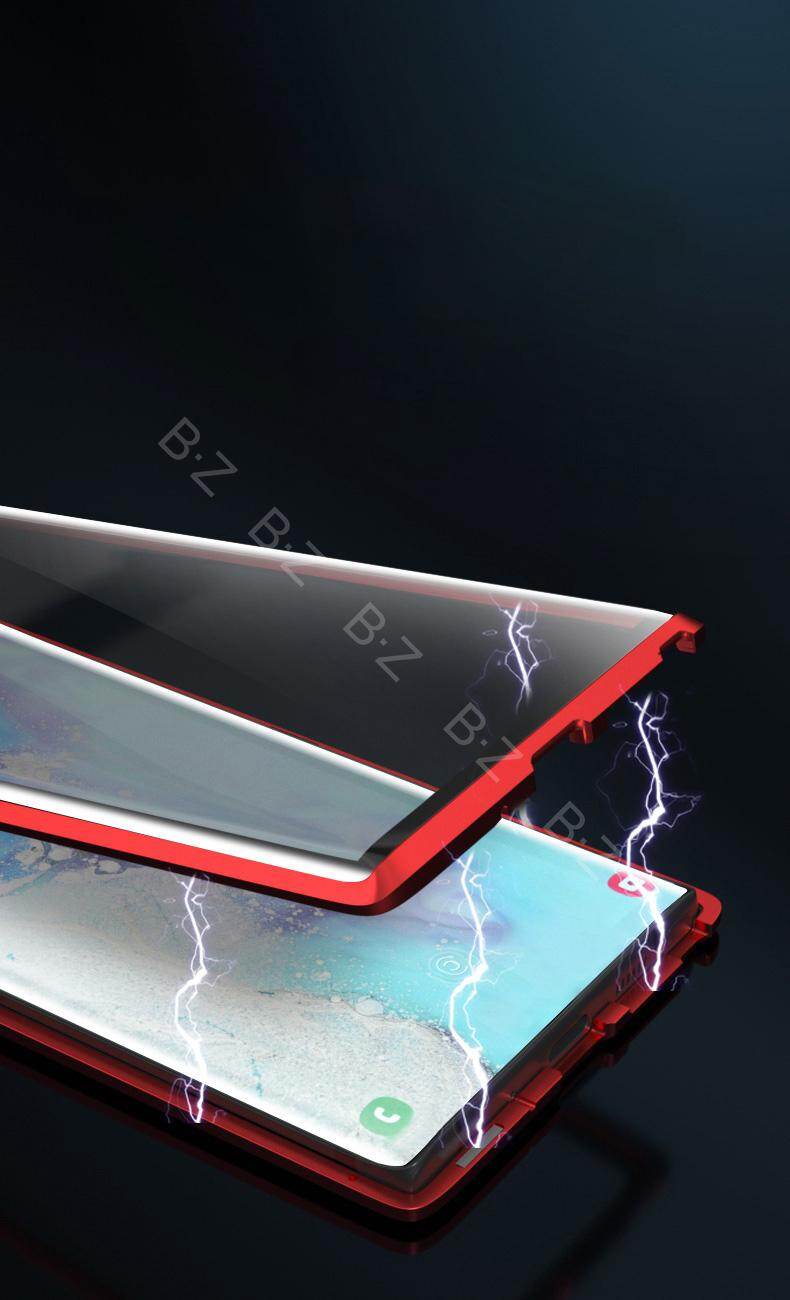 Dành Cho Ốp Từ Tính Samsung Galaxy Note 10 Plus 360 Mặt Trước + Mặt Sau Ốp Kính Cường Lực 9H Hai Mặt Cho Ốp Lưng Kim Loại Samsung Galaxy Note 10 Plus