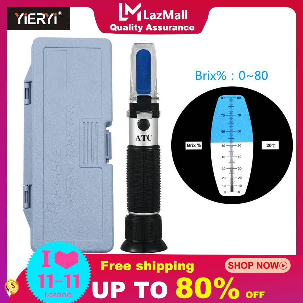 yieryi Handheld 0-80% Brix Refractometer ATC Concentration High Sugar Test Tool Fruit sweetness meter