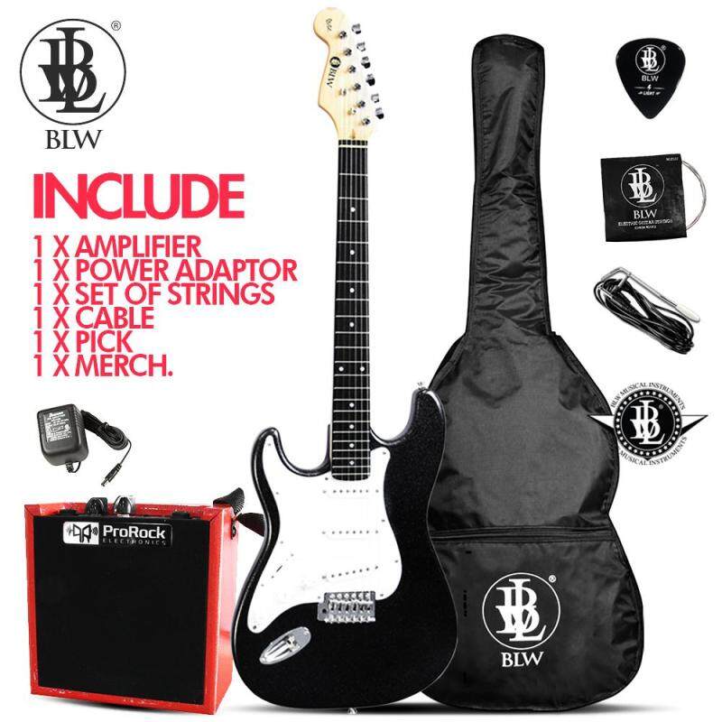 BLW Left Handed Glitz Stratocaster Style Electric Guitar Starter Beginner Pack comes with 5 Watt Amplifier Bag, Cable, Strings, Pick and Merchandise Sticker Malaysia