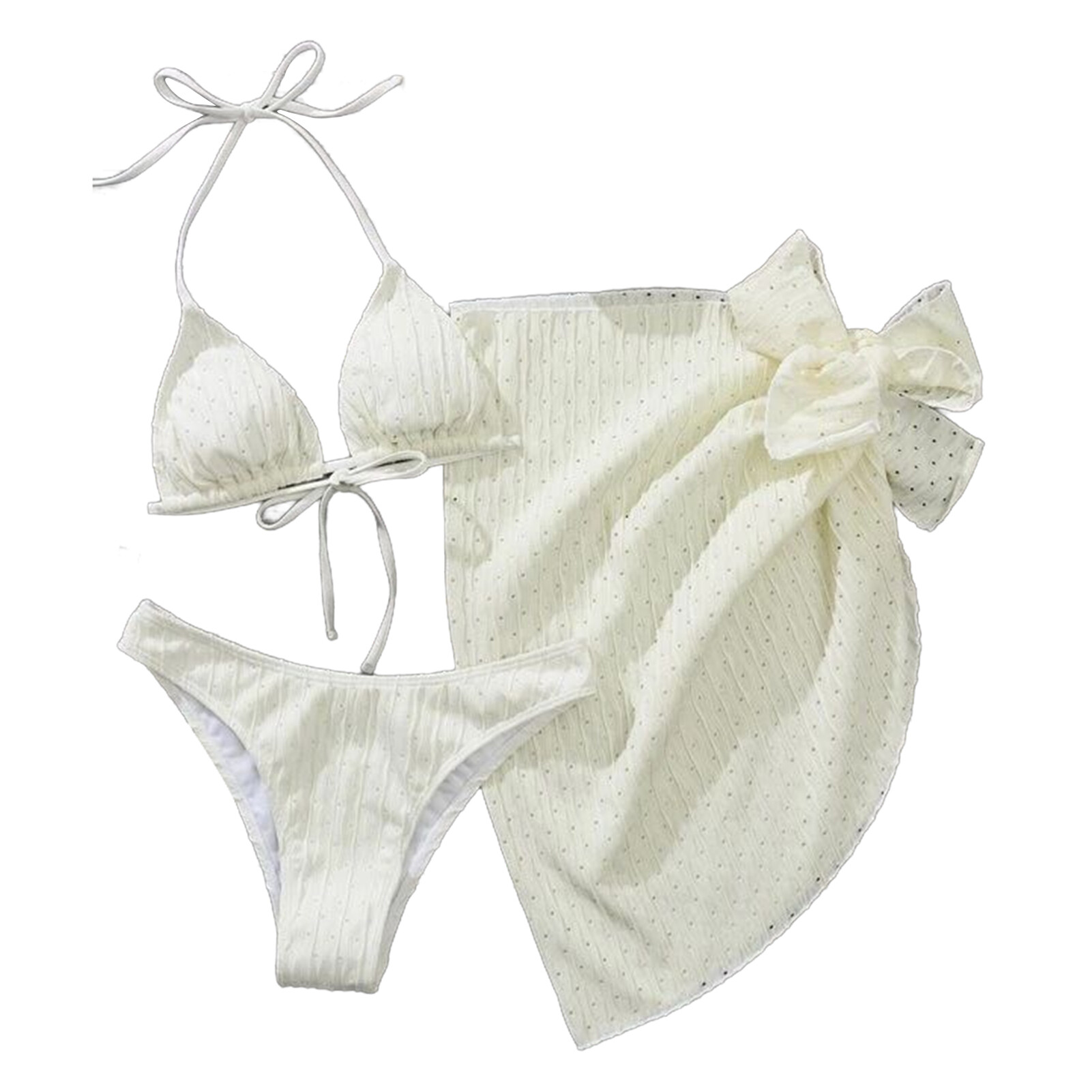 Meek Fantisia 1 Set Bikini Swimwear Super Soft Wear Resistant Nylon Sexy Bikini 3 Pieces Bra Panty Set Beachwear for Seaside Women Swimwear Super