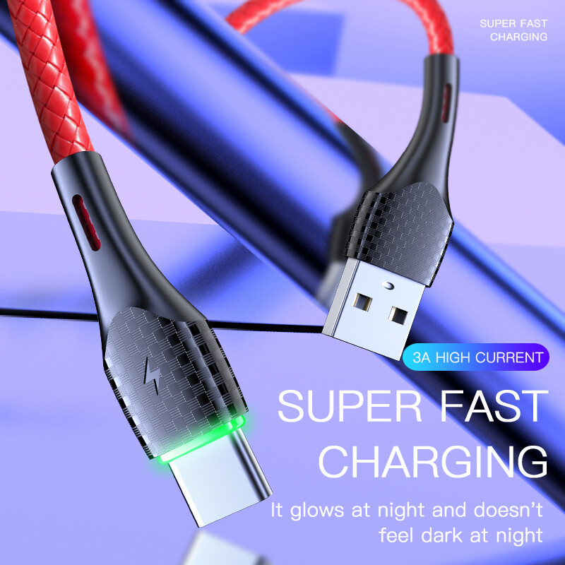 VAORLO 3A Fast Charging Cable Data Cable Type-C USB-C Micro Lightning usb charger cord For iphone Huawei Xiaomi Android charger Line Alloy Protection Nylon Cable Quickly Charging Cable