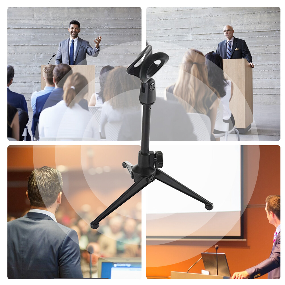 Adjustable Foldable Desktop Microphone Tripod Stand Holder with Mic Clip