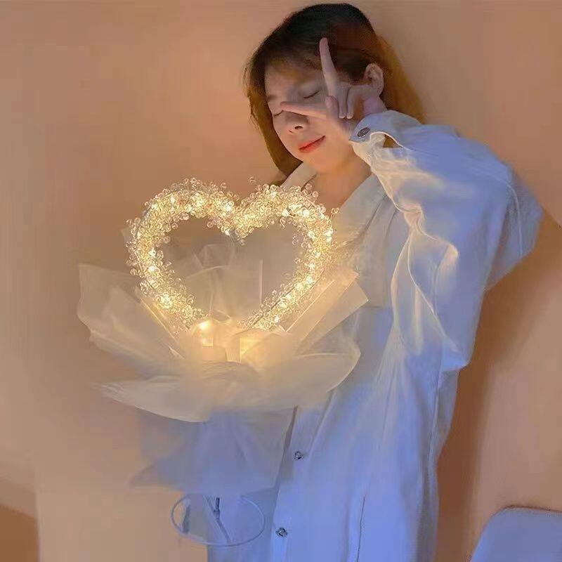 Christmas Diy Gypsophila Love Beaded Bouquet Handmade Material Package for Girlfriend and Girlfriend Valentine's Day Gift