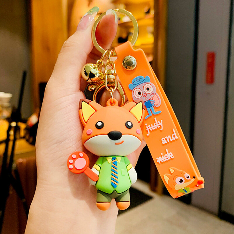 2PCS Creative Nick Fox Action Figure Key Chain Delicate Car Key Chain Zootopia Lovers Fashion Bag Pendant