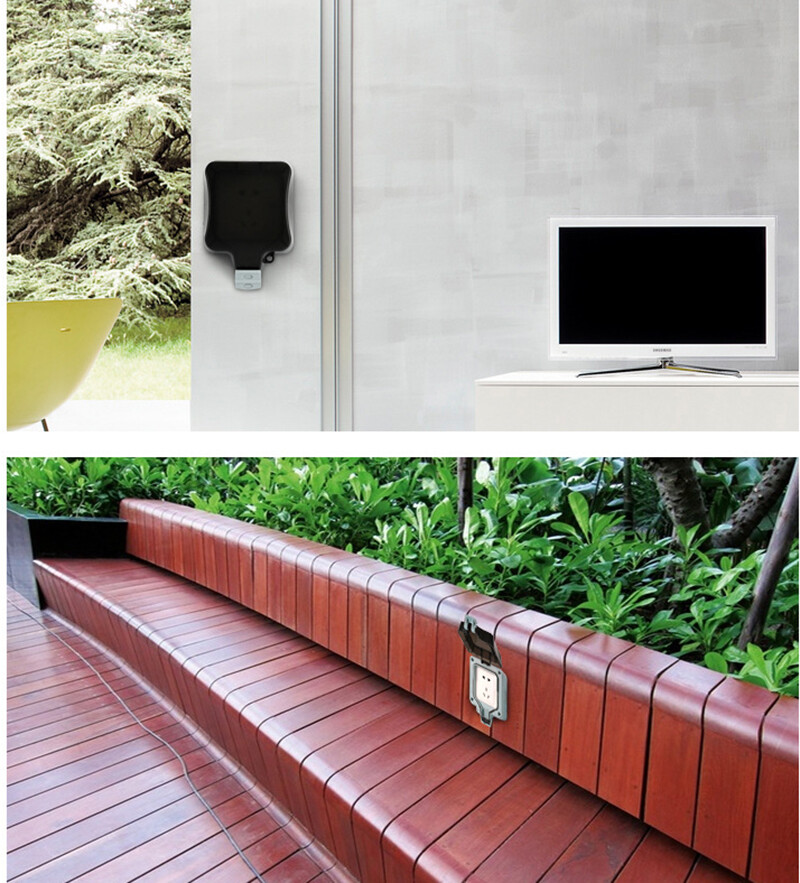 Universal IP66 Weatherproof Socket Waterproof Outdoor Wall Power Socket Double 6 Hole Switch Standard Electrical Outlet