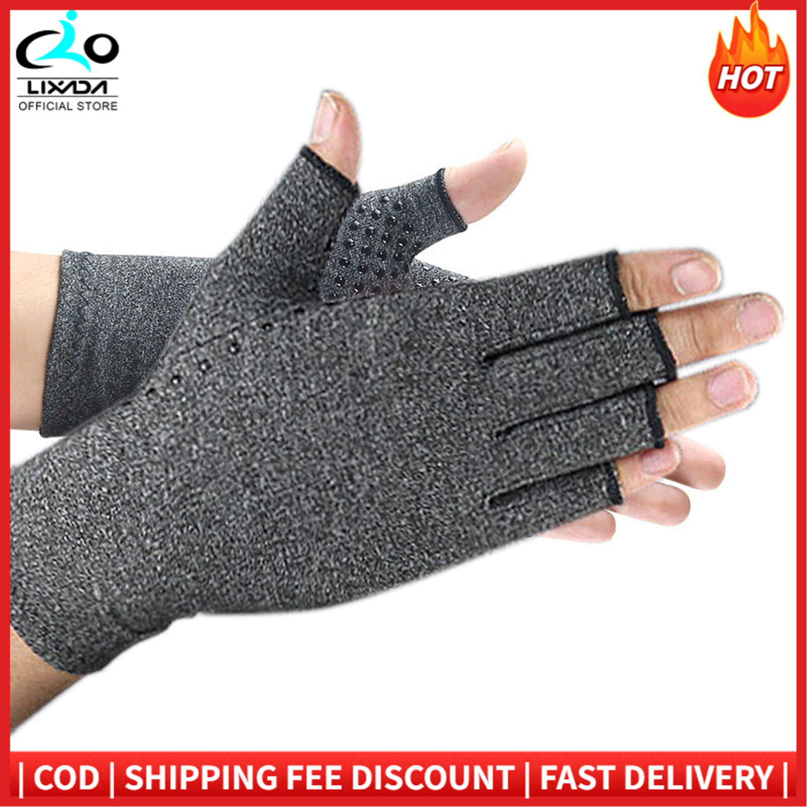 Anti-slip Fingerless Arthritis Gloves Carpal Tunnel Gloves for Computer Typing Pain Relief