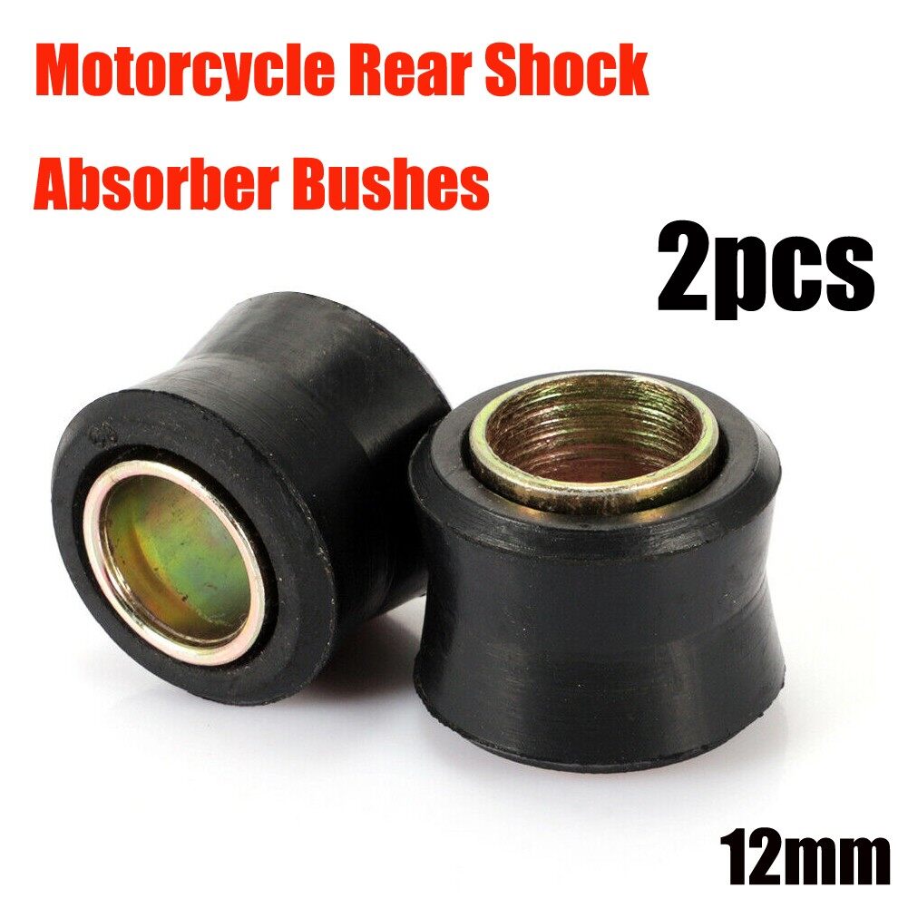 2pc12MM Motorcycle Rear Shock-Absorber Rubber Bush Suspension Universal Black