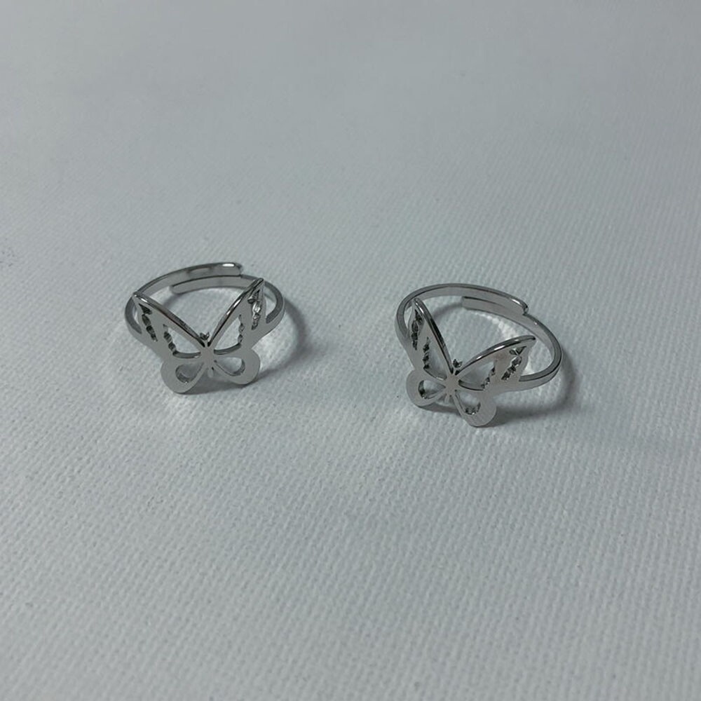 Cute Butterfly-shaped Alloy Silver Ring for Women