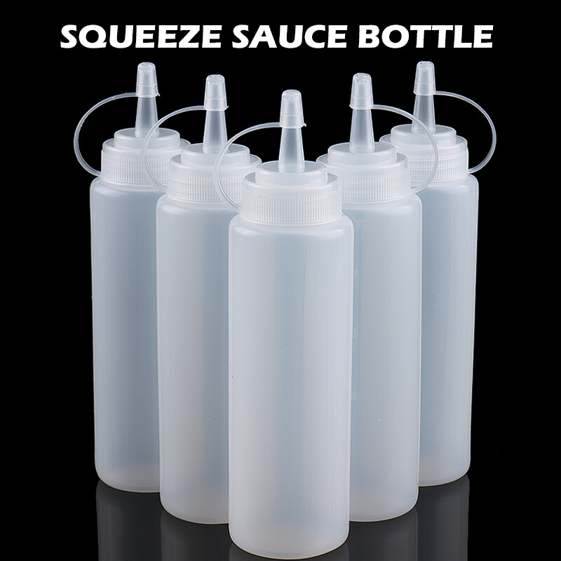 BOKALI 5PCS Plastic Clear Squeeze Squeezy Sauce Bottle Dispenser Bottles kitchen Tool