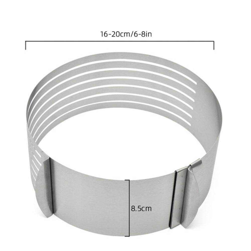 Dụng Cụ Cắt Bánh Có Thể Điều Chỉnh Khuôn Tạo Lớp Bánh Mousse Tròn Vòng Cài Đặt Bánh Cắt Lát Bằng Thép Không Gỉ Dụng Cụ Làm Bánh Tự Làm