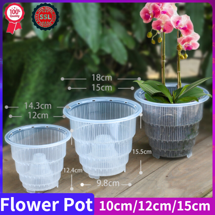 10/12/15CM Transparent Orchid Flower Pot Polyresin Breathable Root Control Nursery Pots Garden Planter Tools Seeding Pots