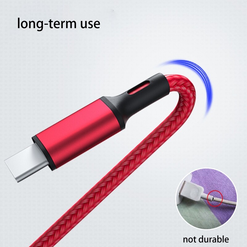 Multi Charger Cable Braided Universal 3 in 1 Multiple USB Cable Charging Cord with Type-C Micro USB Port Connector