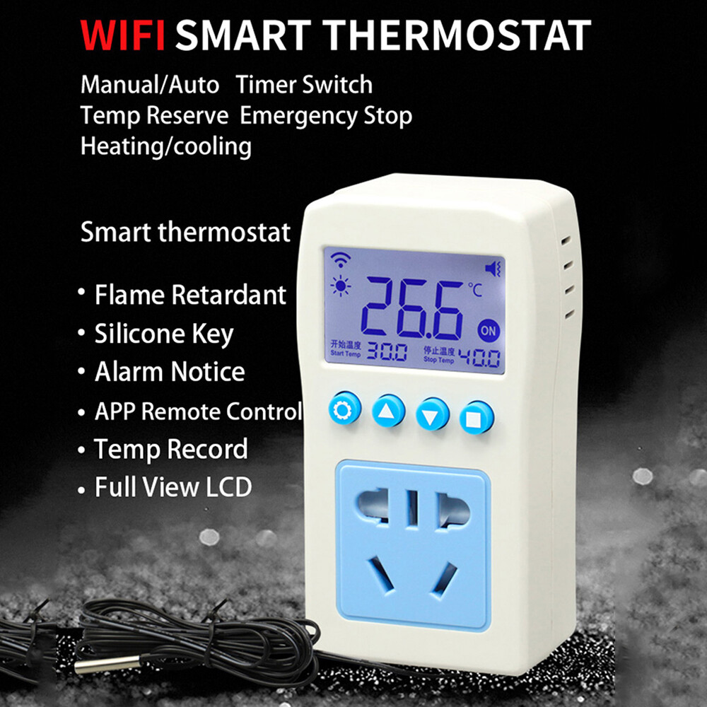 diymore Bộ Điều Nhiệt Thông Minh WIFI AC 110-220V Bộ Điều Khiển Nhiệt Độ Điều Khiển Từ Xa Bằng Ứng Dụng Công Tắc Hẹn Giờ Điều Khiển Làm Nóng Làm Mát Ghi Nhiệt Độ