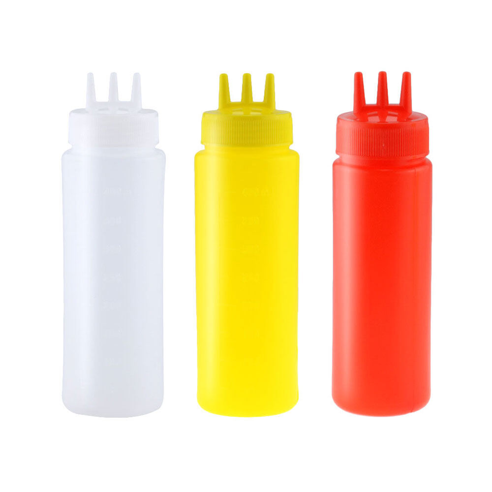 800/1000ML Large Caliber Squeeze Bottle Reusable Sauce Seasoning Bottle with Dustproof Cover Salad Dispenser