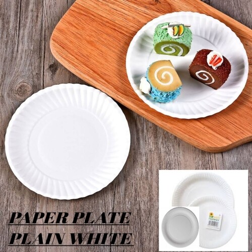 Plain white shop paper plates