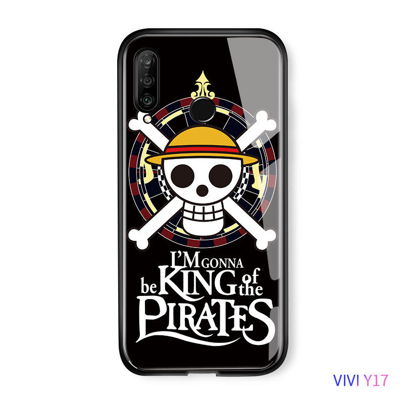 UCUC Casing For Vivo U10 Y17 Y15 Y12 Case Fashion Classic Soft Edge Anime Luffy Glossy Casing Tempered Glass Shockproof Back Case Cover Shell