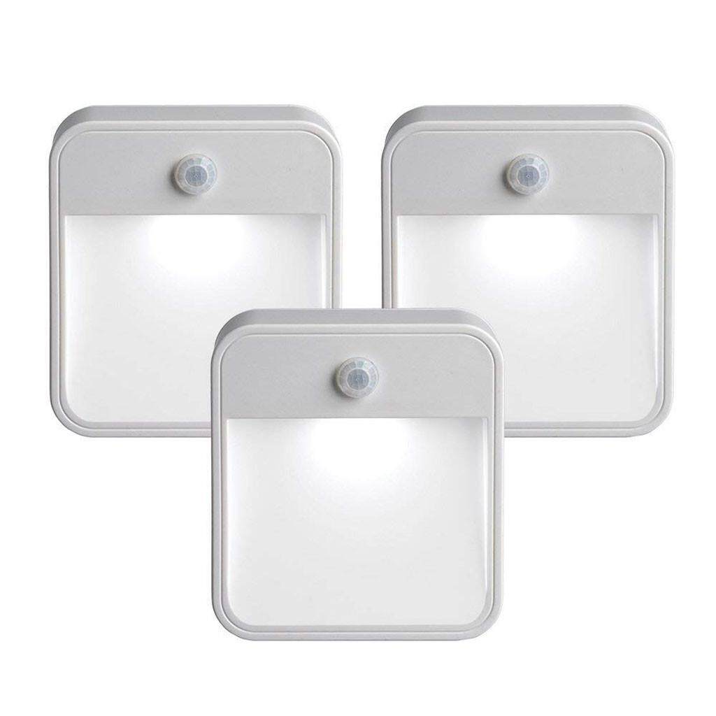 JY 3 PC LED Không Dây PIR Tự Động Cảm Biến Chuyển Động Hồng Ngoại Ban Đêm Đèn Tủ Cầu Thang Đèn