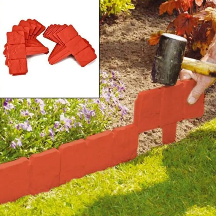 20pcs Plastic Garden Edging Border Stone Effect Lawn Plant Bordering Folding Fence Diy Decorative Fits For Palisade Landscaping Look Lazada Singapore 20pcs Plastic Garden Edging Border, How To Lay Stone Garden Border