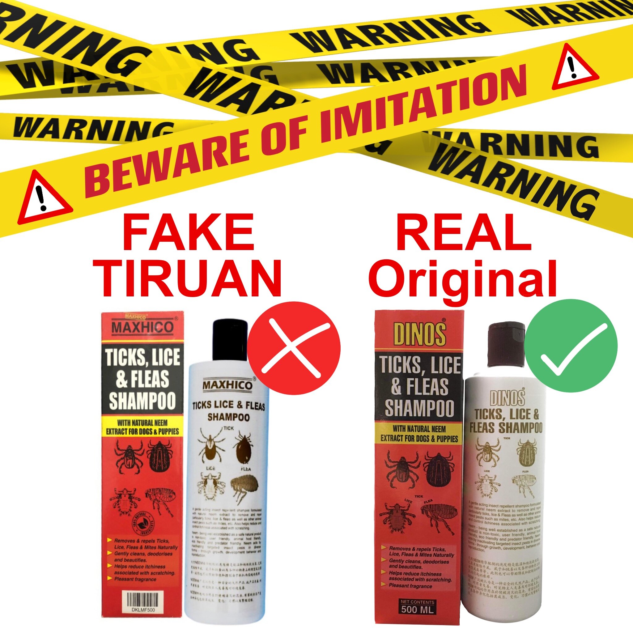 BEWARE OF IMITATION TIRUAN Maxhico Ticks Lice Fleas Shampoo The