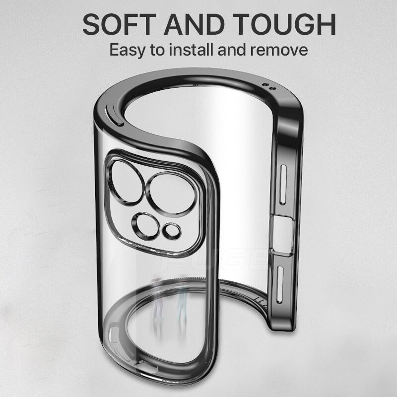 Ốp mạ gọng vuông cổ điển sang trọng cho iPhone 16 Pro Max 15 Pro Max 14 Pro Max 13 Pro max 11 Pro Max 12pro Max SE 2020 iPhone x XR XS Max 7 8 Plus 14 15 16 Plus Ốp vỏ lưng trong suốt mềm