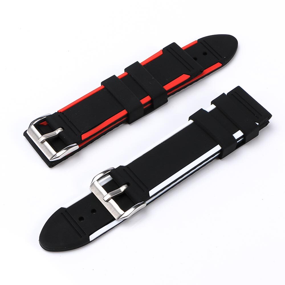 Double Color Blcak Universal Silicone 20mm 22mm 24mm Rubber Watch Accs Watch Band Watchbands Strap