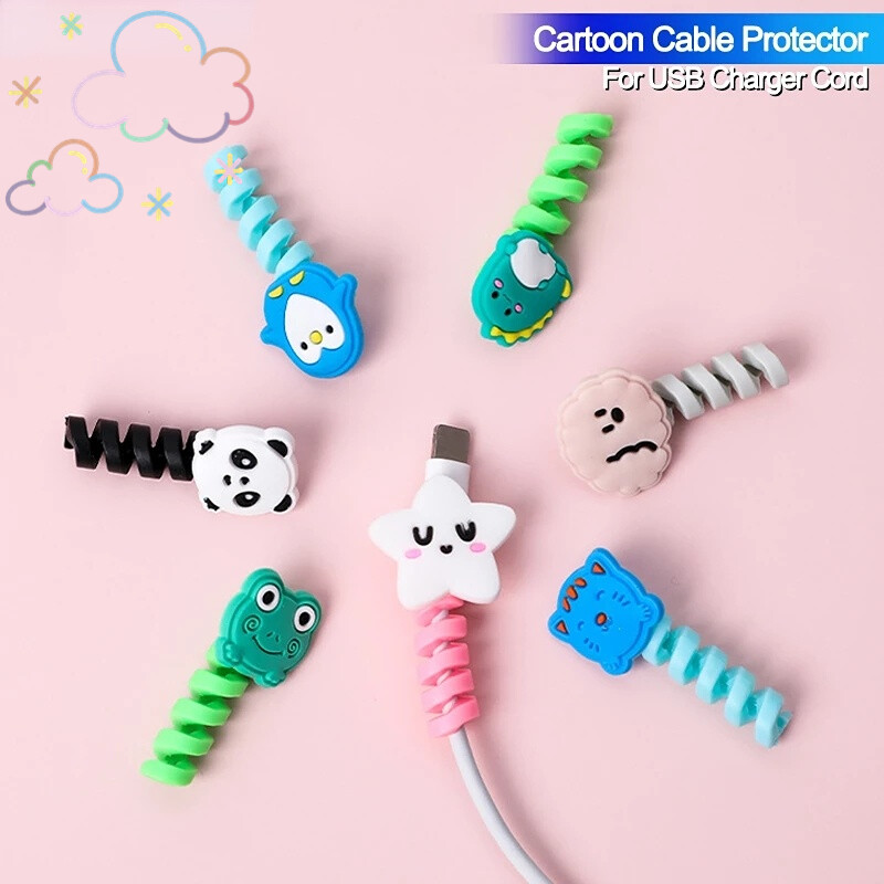 Cáp sạc bảo vệ dễ thương phim hoạt hình dòng dữ liệu bảo vệ Bìa Cáp Sạc Cáp Tai nghe USB Winder cuộn dây tổ chức Bìa