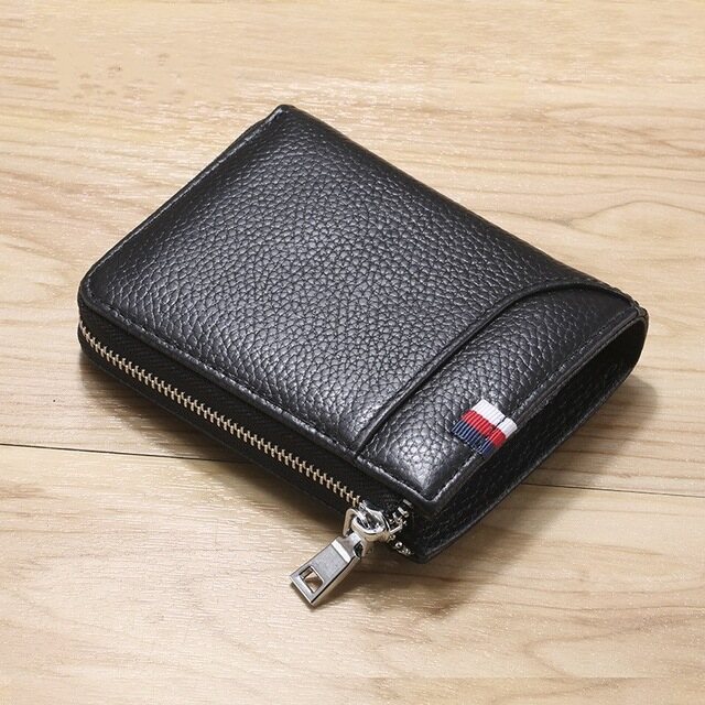 New arrived Wallet men Genuine leather RFID Anti-thief Credit Card Holder short male Coin Purse mens Small Clutch Wallet quality guarantee For Men card Mini Wallet