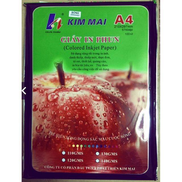 Giấy in ảnh kim mai định lượng 135g 100 tờ - 1 tập