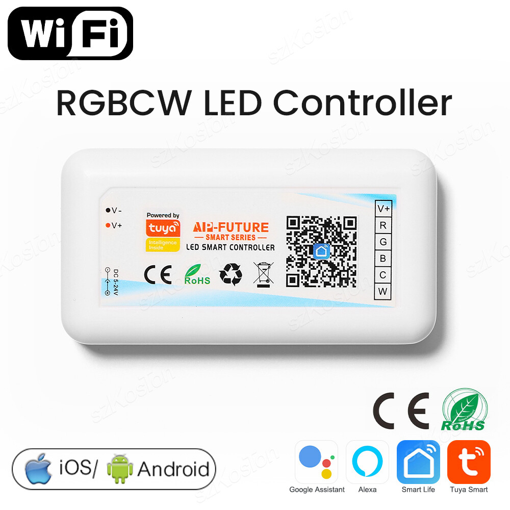 Tuya wifi smart led controller dc5v-24v rgb/rgbw/rgbcct single color dimmer led strip remote control works with for alexa google