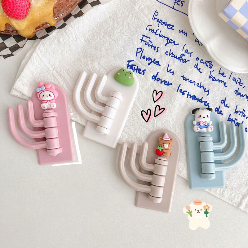 Punch-free hook cute seamless three-hook wall strong paste door dormitory self-adhesive sticky hook rotating wall