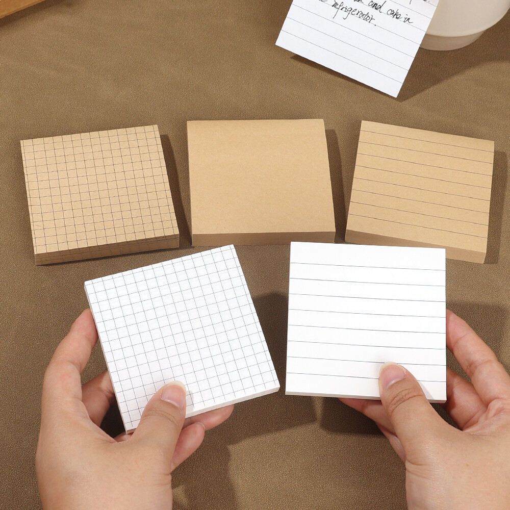 50/80/150 Sheets Self-Stick Notes Pads Black White Yellow Sticker Paper Office School Notes Home Use Easy Post Notes