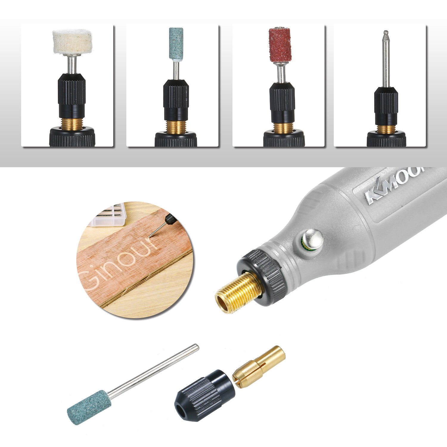 Bộ Dụng Cụ Mài Điện Mini KKmoon 5 Tốc Độ, Máy Mài Sạc USB Để Khắc Ngọc, Đục Lỗ, Mài Kim Loại, Gỗ