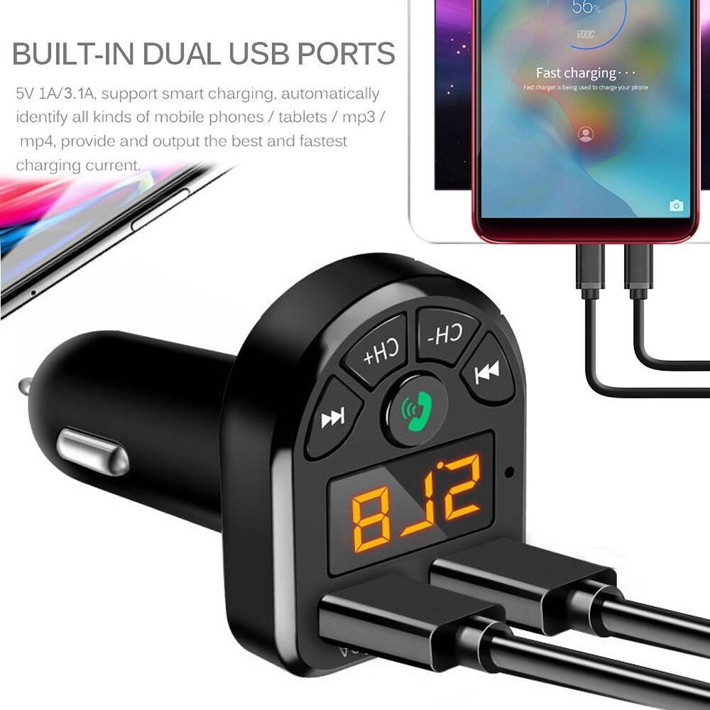 Bluetooth 5.0 Car Bluetooth MP3 player 3.1A Audio receiver Wireless Dual USB