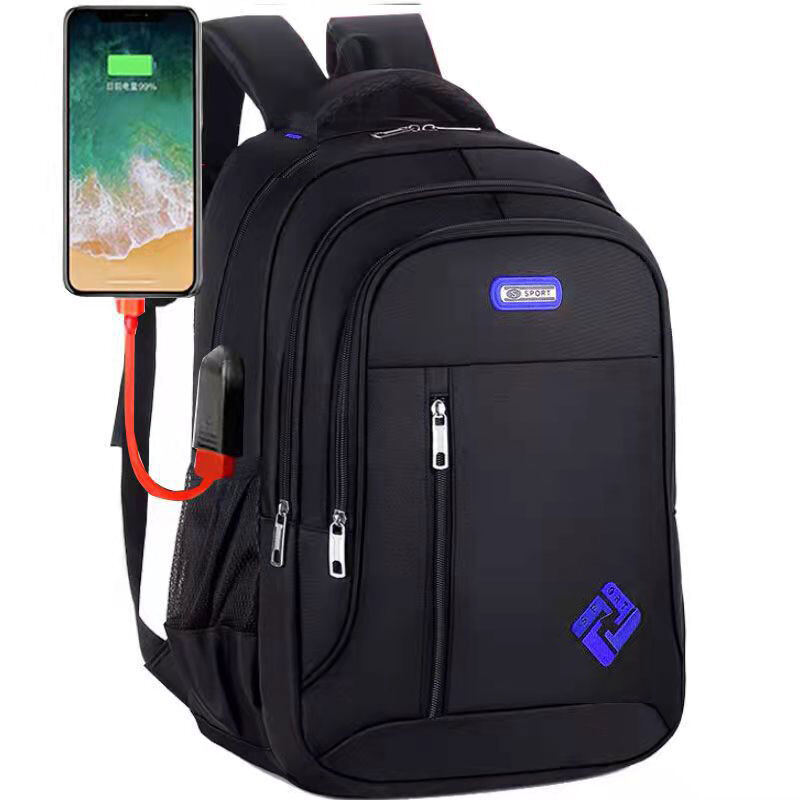Esspreso Korean version of men's student schoolbag large capacity junior high school backpack black backpack