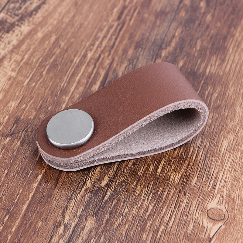 2sql Leather Leather Strap Furniture Hardware Cabinet Cupboard Handle Dresser Drawer Pull Door Kitchen Brown Wardrobe Knobs