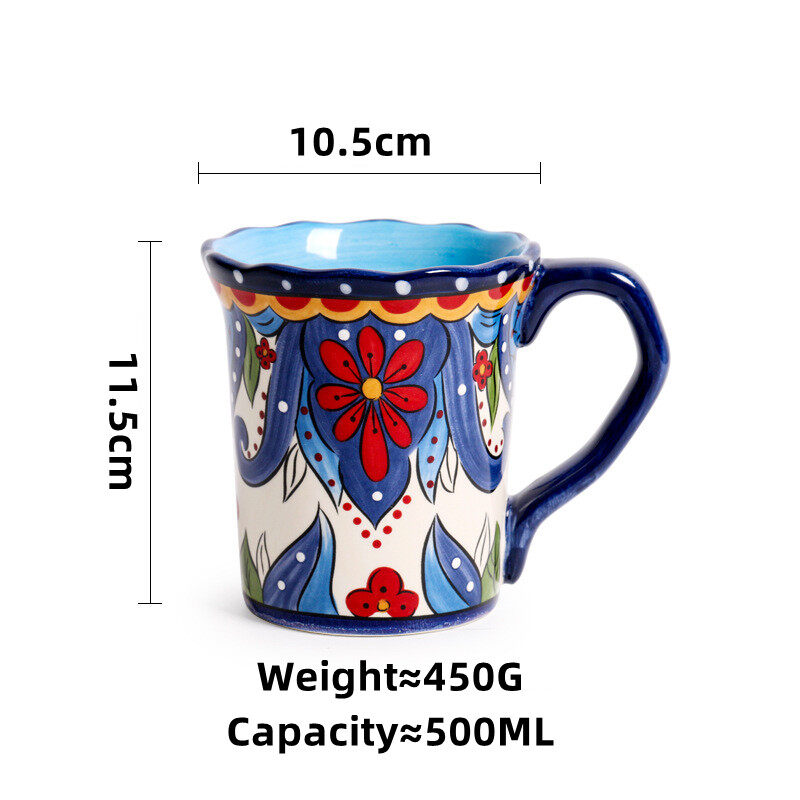 Cốc cà phê 500ml omk Phong Cách Bohemian gốm sơn tay cốc