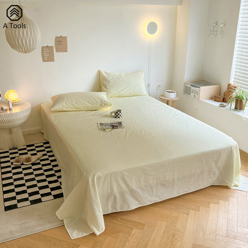 Solid color single sheet 1.5m summer student dormitory single sheet tatami washed cotton pillowcase home textile