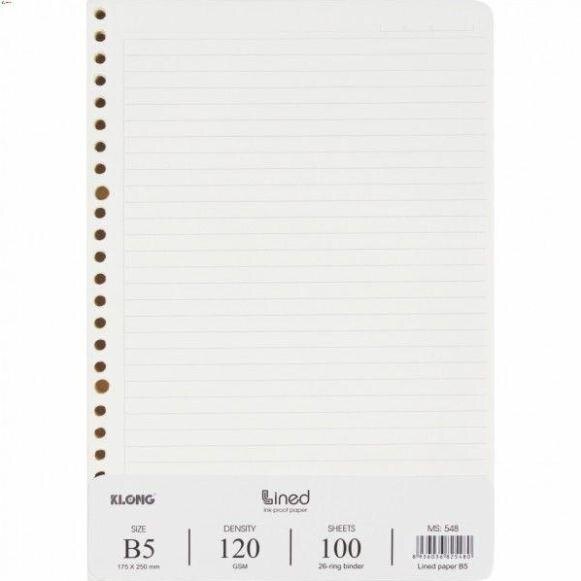 -Ruột giấy refill sổ còng kẻ ngang B5 - 100 tờ; MS: 548 [Klong]