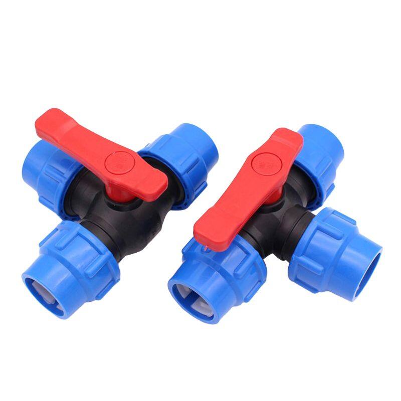 PE three-way quick connect valve plastic valve T-type valve inner diameter 20/25/32mm plastic three-way ball valve