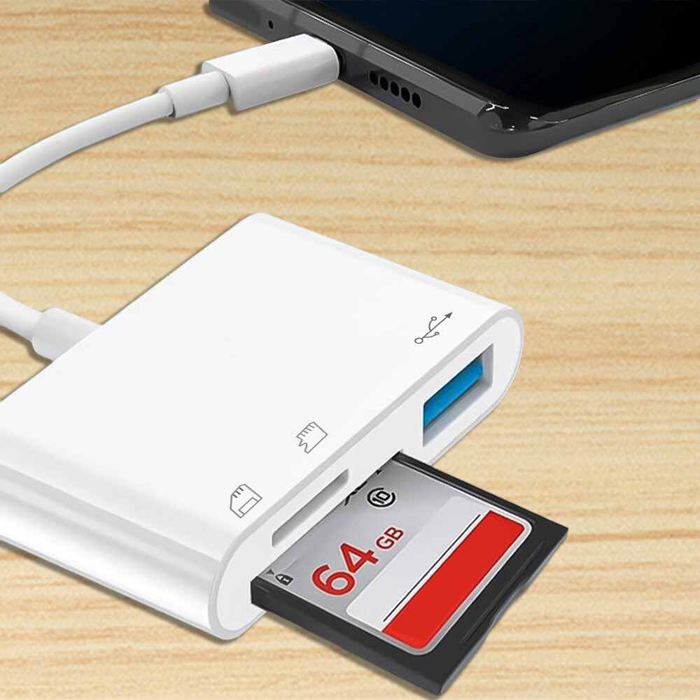 3 trong 1 đầu đọc thẻ Type-C Bộ chuyển đổi OTG USB Mini SD/Đầu đọc thẻ TF Đầu Đọc Thẻ cho Iphone Android Loại C Cáp truyền dữ liệu bền